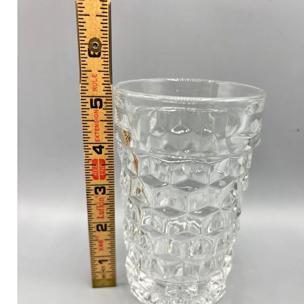 Vtg Fostoria Clear Glass Cube Tumbler‎ 5 Inch High Ball Drinking Iced TeaGlass